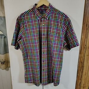 Saddlebred Vibrant Plaid Men's Button Down Shirt Size Large